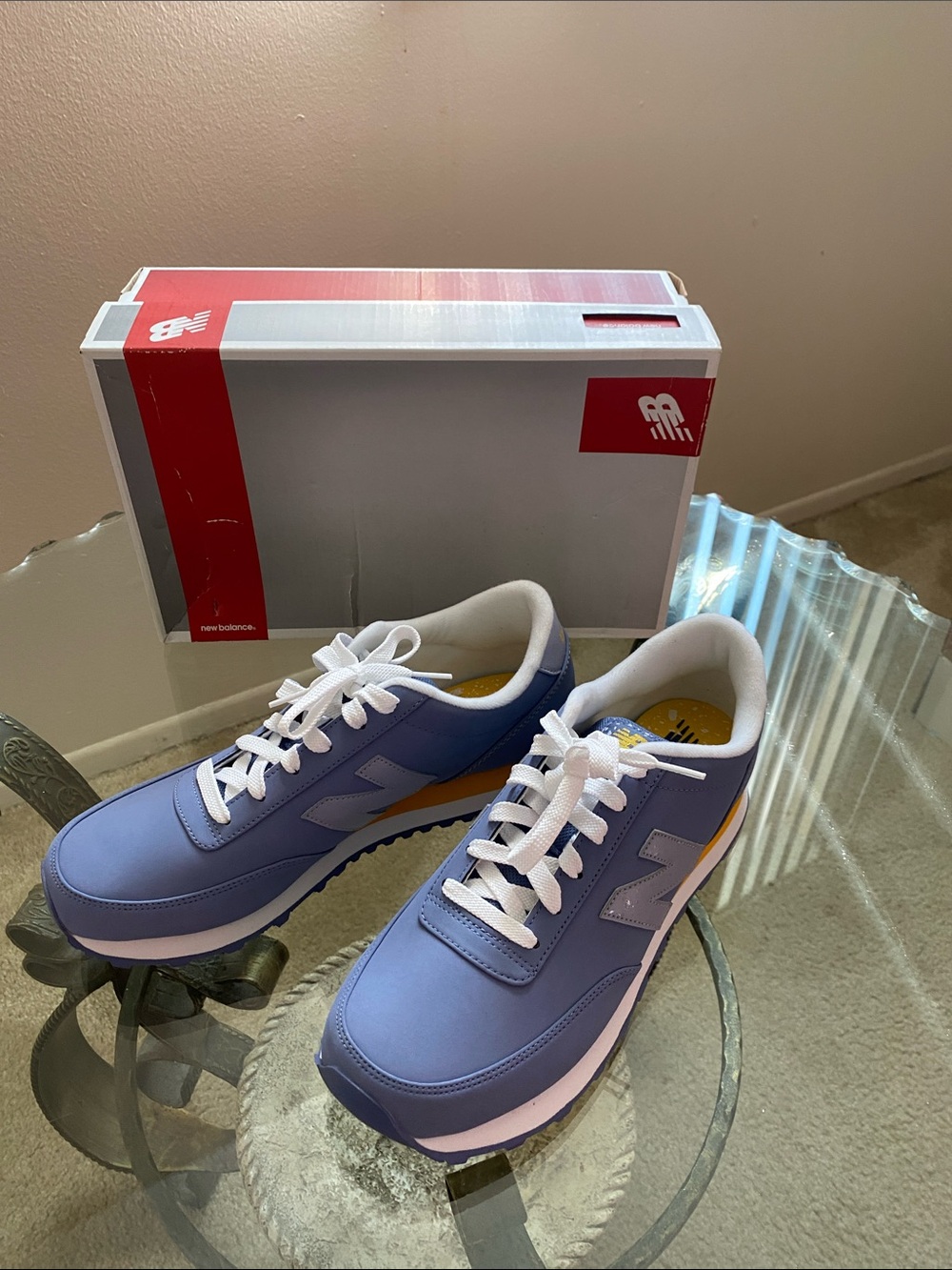 New Balance women’s blue-gray, and yellow Retro Runner Sneakers